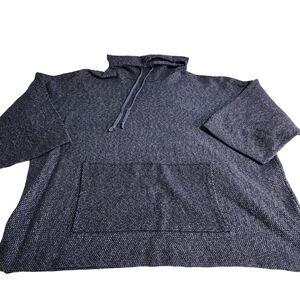 J Jill Pure Jill sweater. Blue, print, cowl neck with drawstring, 1/2 sleeves.